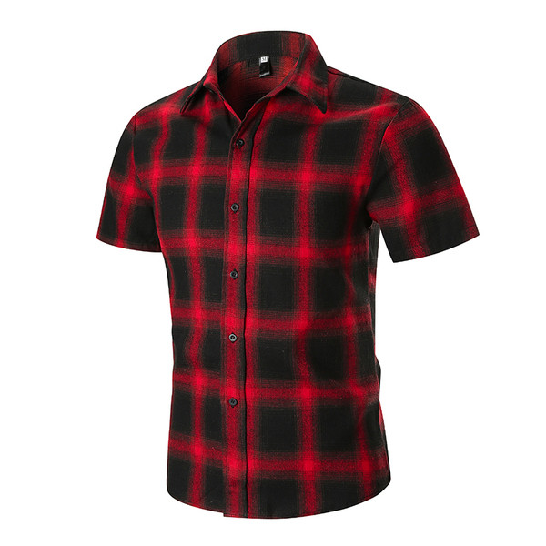 Ежедневна мъжка карирана риза с къс ръкав в три цвята 