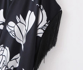 Rochie de damă cu decolteu în V și mâneci scurte de culoare neagră