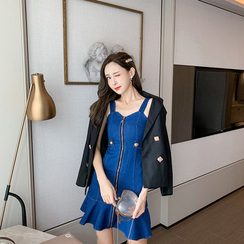 Női alkalmi farmer ruha cipzárral