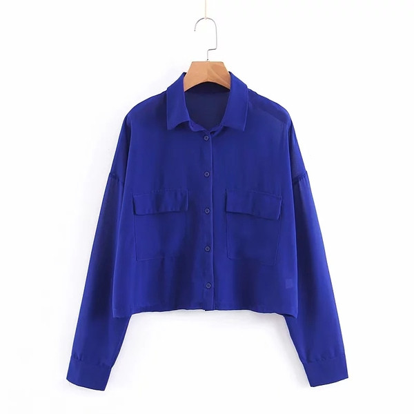 Modern női ing sötétkék színnel