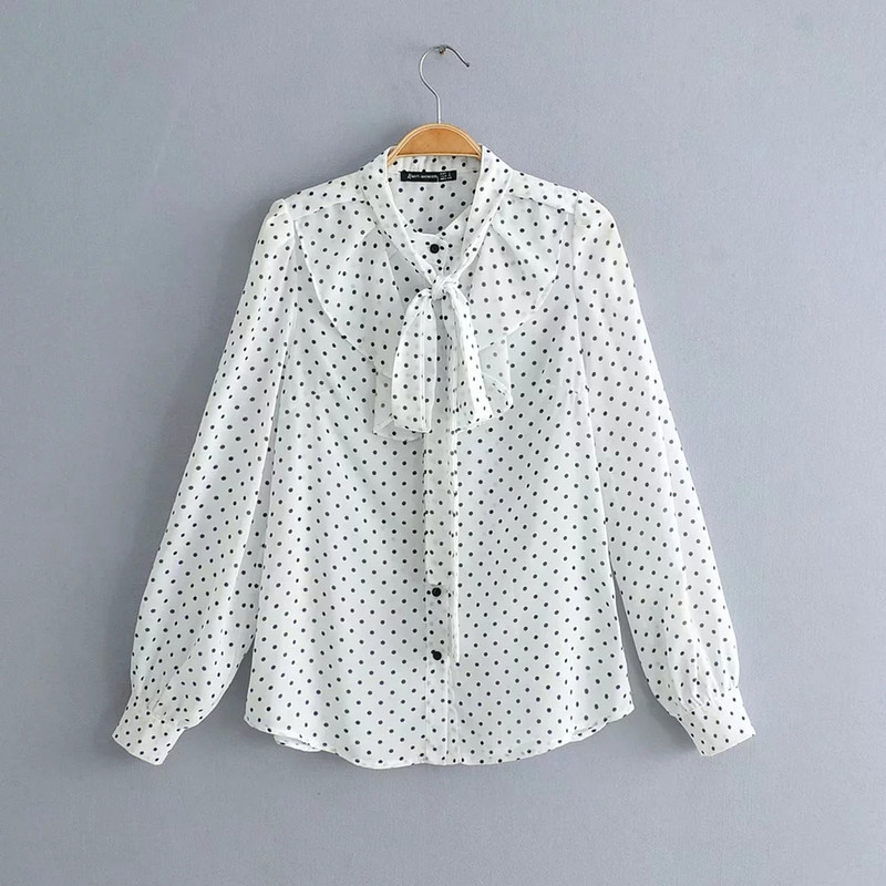 Cămașă modernă de damă cu mâneci lungi în roșu și alb