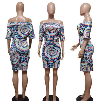 Alkalmi női ruha ejtett ujjú kék színben