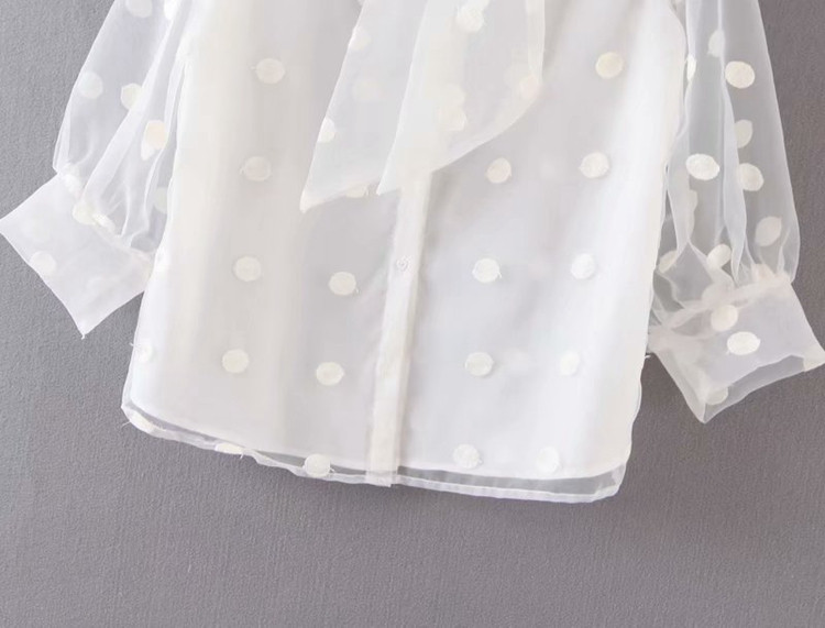 Női tüll ing fehér pöttyökkel