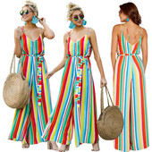 Salopetă casual colorată de damă, cu bretele și cravate subțiri