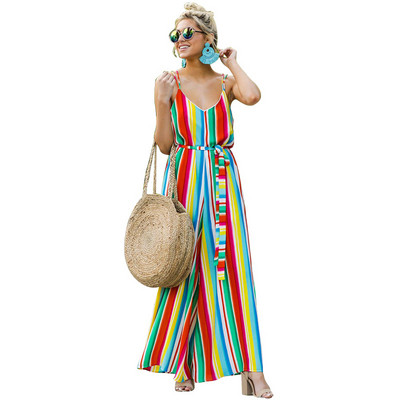 Salopetă casual colorată de damă, cu bretele și cravate subțiri