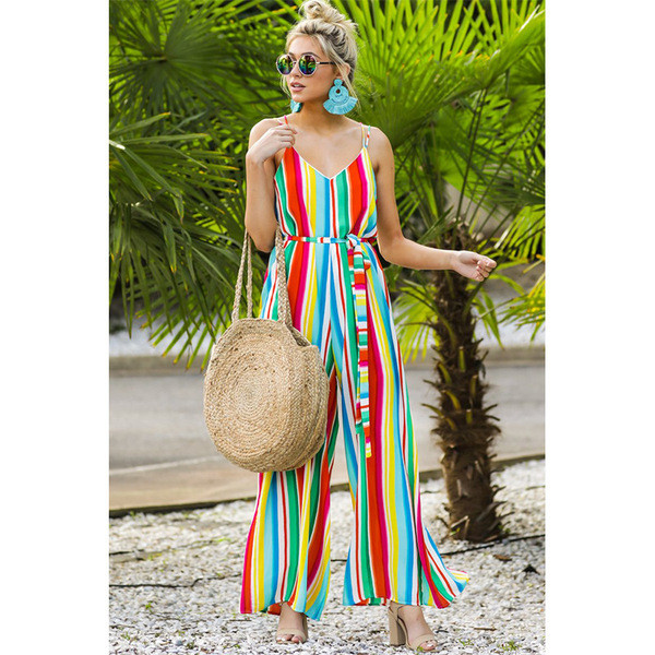 Salopetă casual colorată de damă, cu bretele și cravate subțiri