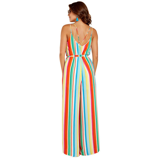 Salopetă casual colorată de damă, cu bretele și cravate subțiri