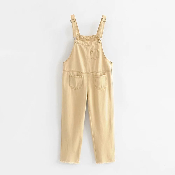 Női alkalmi kombiné bézs színű zsebekkel