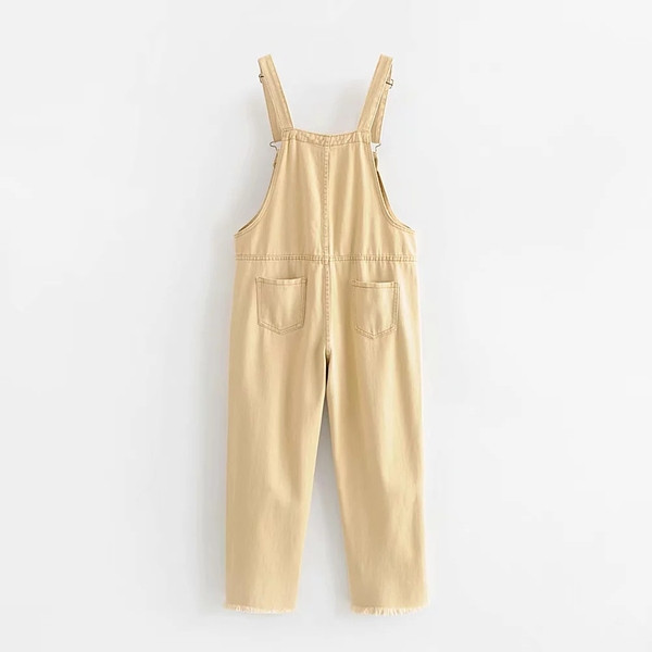 Női alkalmi kombiné bézs színű zsebekkel