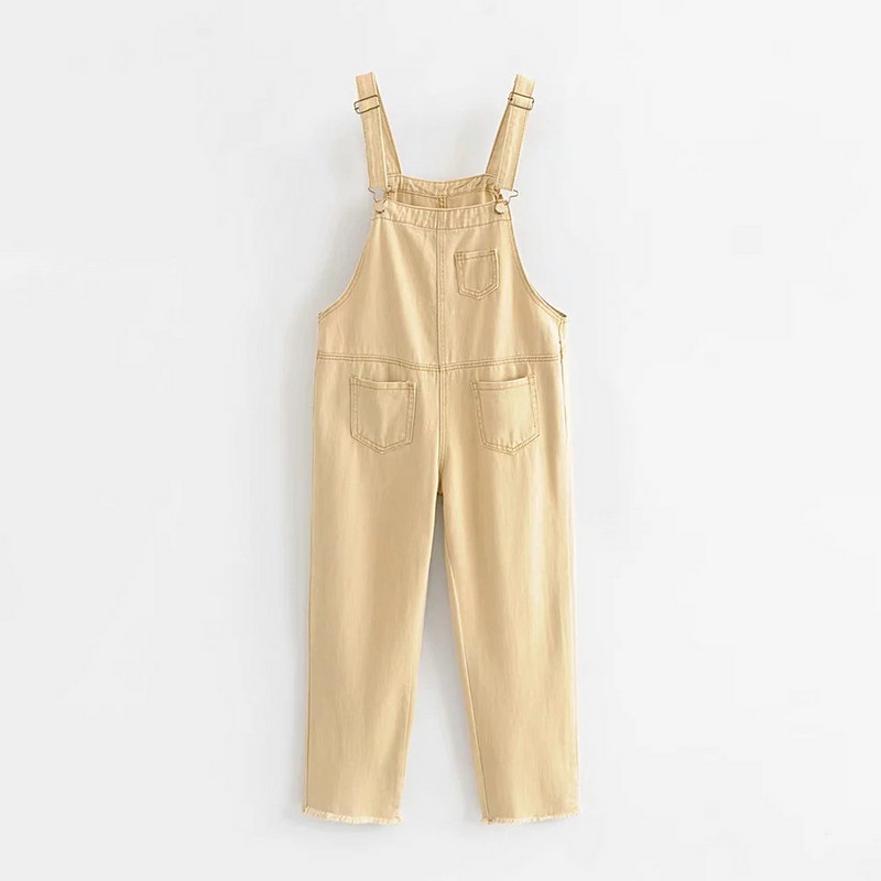 Női alkalmi kombiné bézs színű zsebekkel