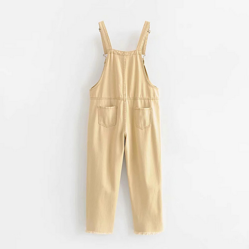 Női alkalmi kombiné bézs színű zsebekkel