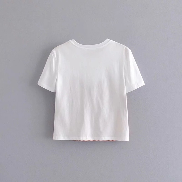 Fehér O-nyakú női póló