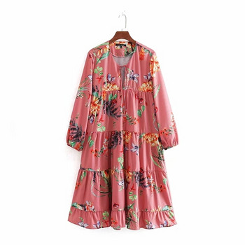 Női ruha hosszú ujjal, színes mintával