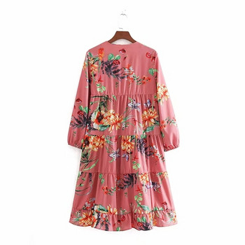 Női ruha hosszú ujjal, színes mintával