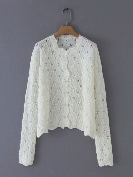 Cardigan de dama de culoare alba cu nasturi
