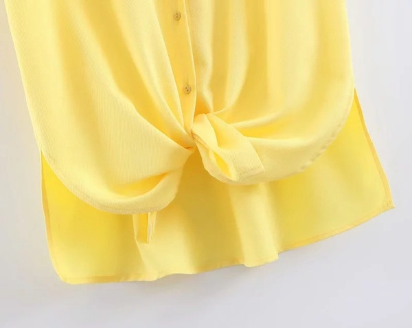 Rövid ujjú női ing sárga színben