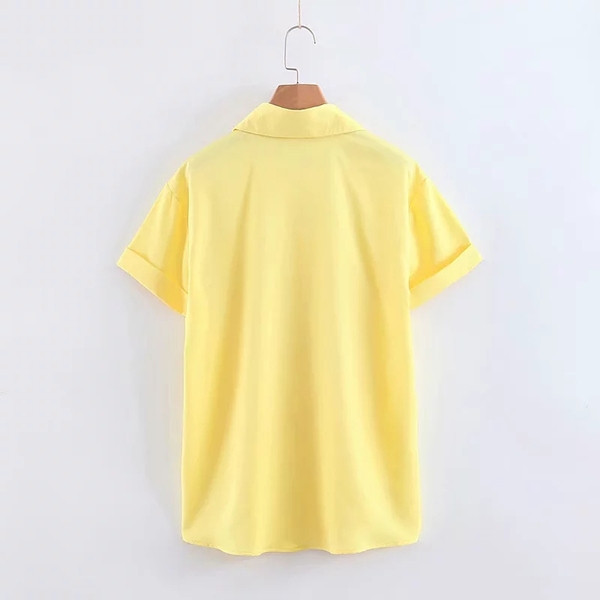 Rövid ujjú női ing sárga színben