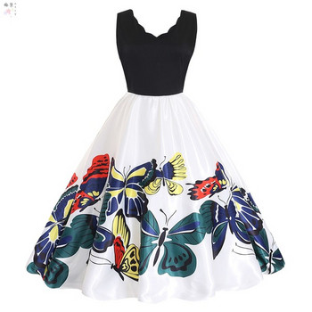 Elegáns női ruha fehér pántokkal és rátéttel