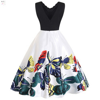 Elegáns női ruha fehér pántokkal és rátéttel