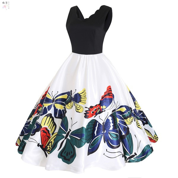 Elegáns női ruha fehér pántokkal és rátéttel