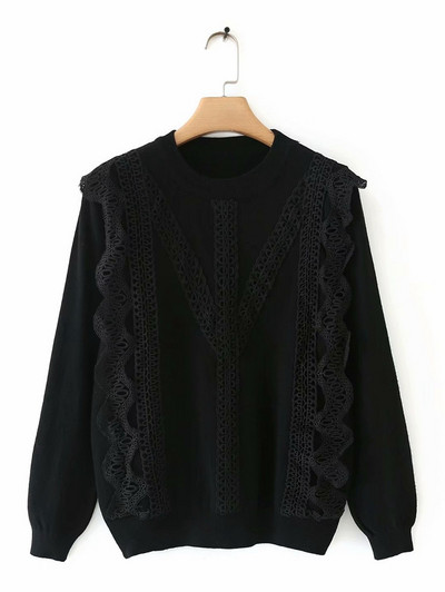 Pulover de dama in trei culori cu dantela