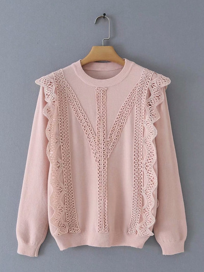 Pulover de dama in trei culori cu dantela