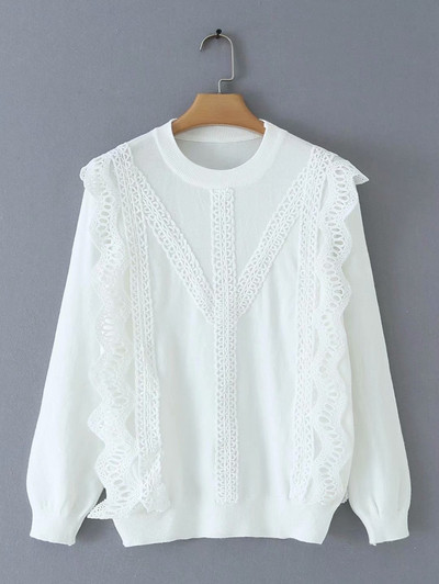 Pulover de dama in trei culori cu dantela