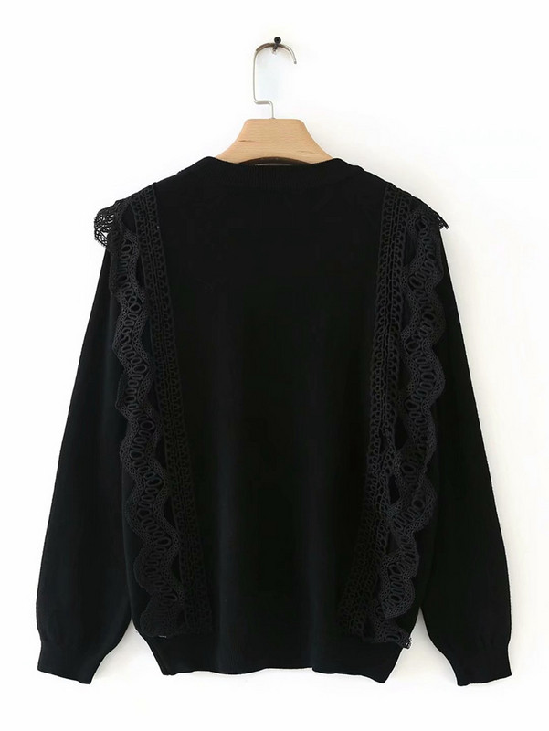 Pulover de dama in trei culori cu dantela