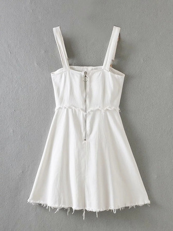 Rochie casual de dama cu nasturi in alb