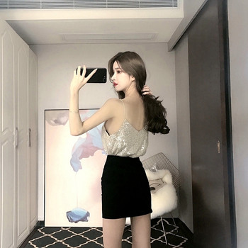 Fusta casual de dama cu talie inalta de culoare neagra