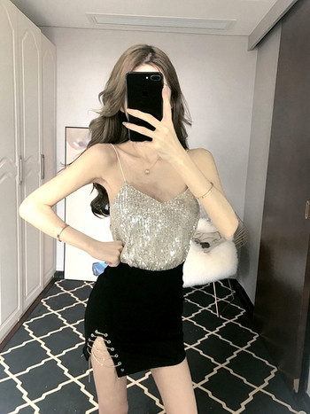 Fusta casual de dama cu talie inalta de culoare neagra