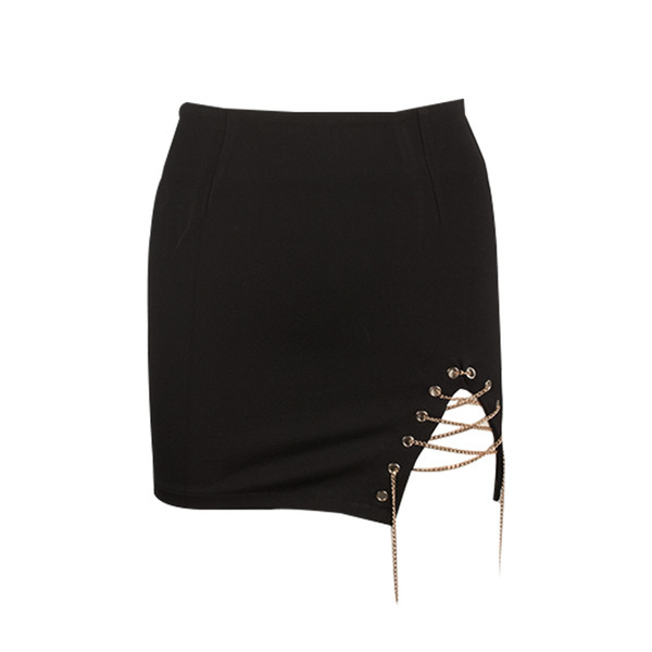 Fusta casual de dama cu talie inalta de culoare neagra