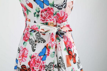 Rochie moderna de dama cu bretele late in alb cu aplicatie