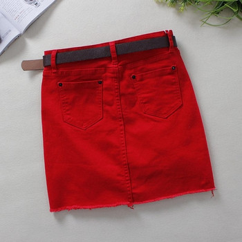Női alkalmi farmerszoknya piros színben