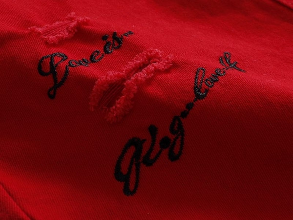 Női alkalmi farmerszoknya piros színben