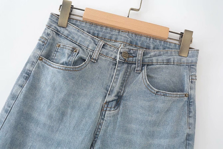 Blugi de dama moderni in albastru cu fante - marimi mari