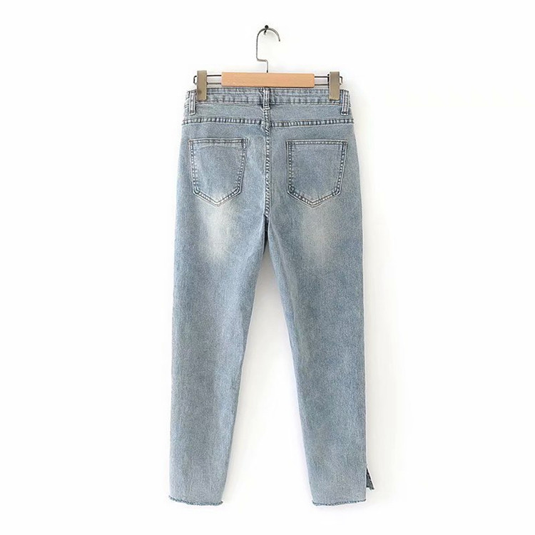 Blugi de dama moderni in albastru cu fante - marimi mari