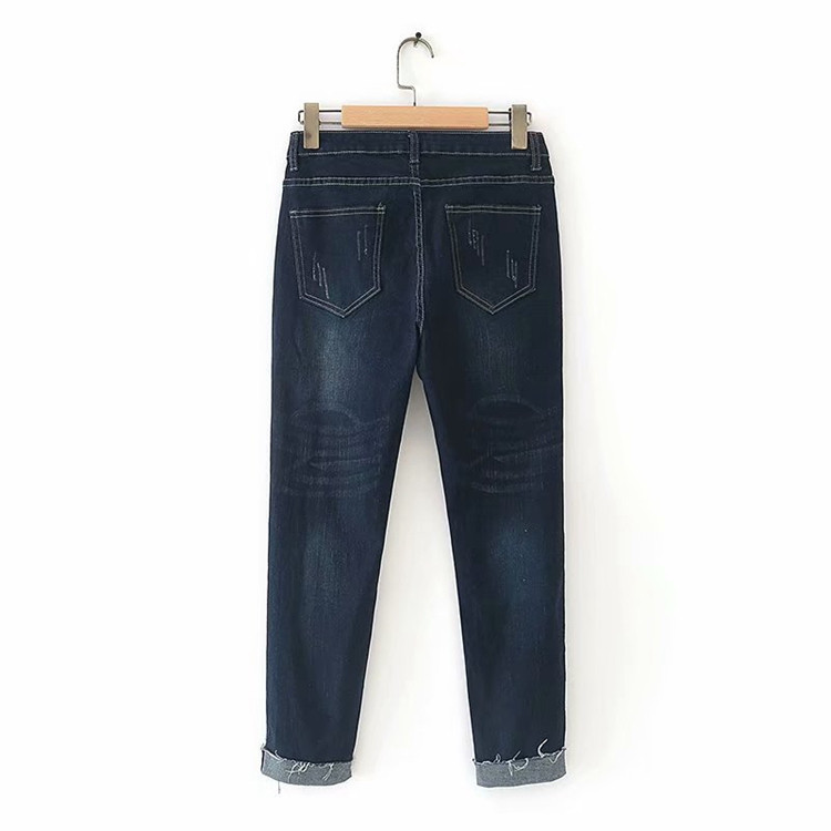 Blugi moderni de dama de culoare albastru inchis - marimi mari