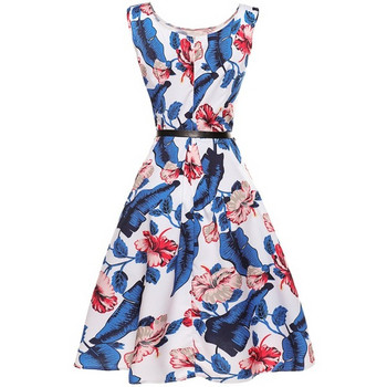 Alkalmi női ruha virágmintával, széles pántokkal