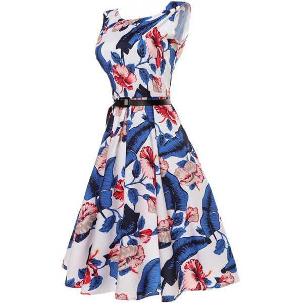 Alkalmi női ruha virágmintával, széles pántokkal