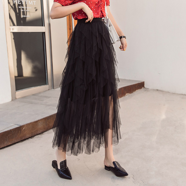 Női modern hosszú szoknya magas derékkal, négy színben