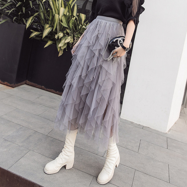 Női modern hosszú szoknya magas derékkal, négy színben