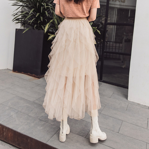 Női modern hosszú szoknya magas derékkal, négy színben