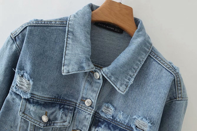 Jachetă modernă scurtă de denim de damă de culoare albastră