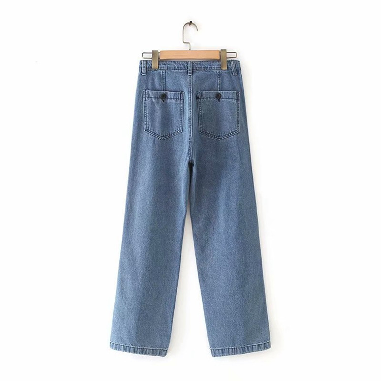 Kék színű, zsebes női farmer - egyenes modell