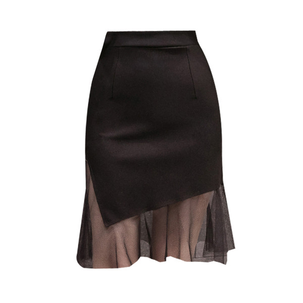 Fusta de dama moderna in negru cu tul