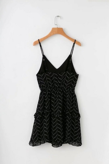 Rochie de dama cu bretele subtiri in negru si roz