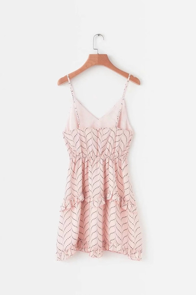 Rochie de dama cu bretele subtiri in negru si roz