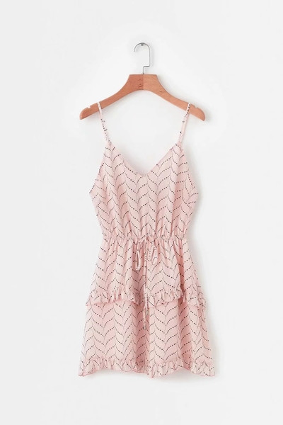 Rochie de dama cu bretele subtiri in negru si roz