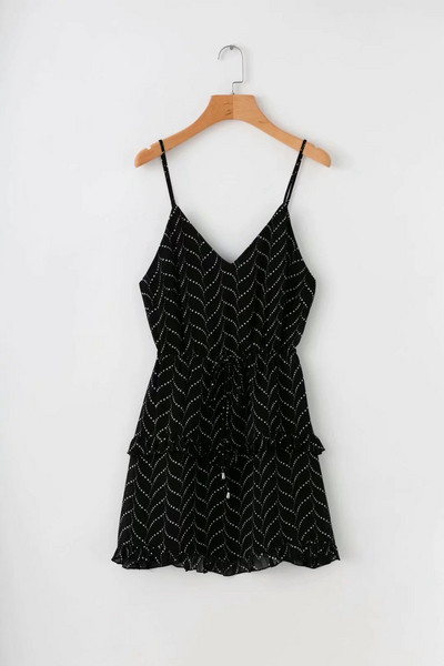 Rochie de dama cu bretele subtiri in negru si roz